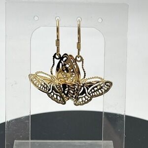 WB Wild Byrde Gold Plated Filigree Butterfly Dangle Drop 
Statement Earrings